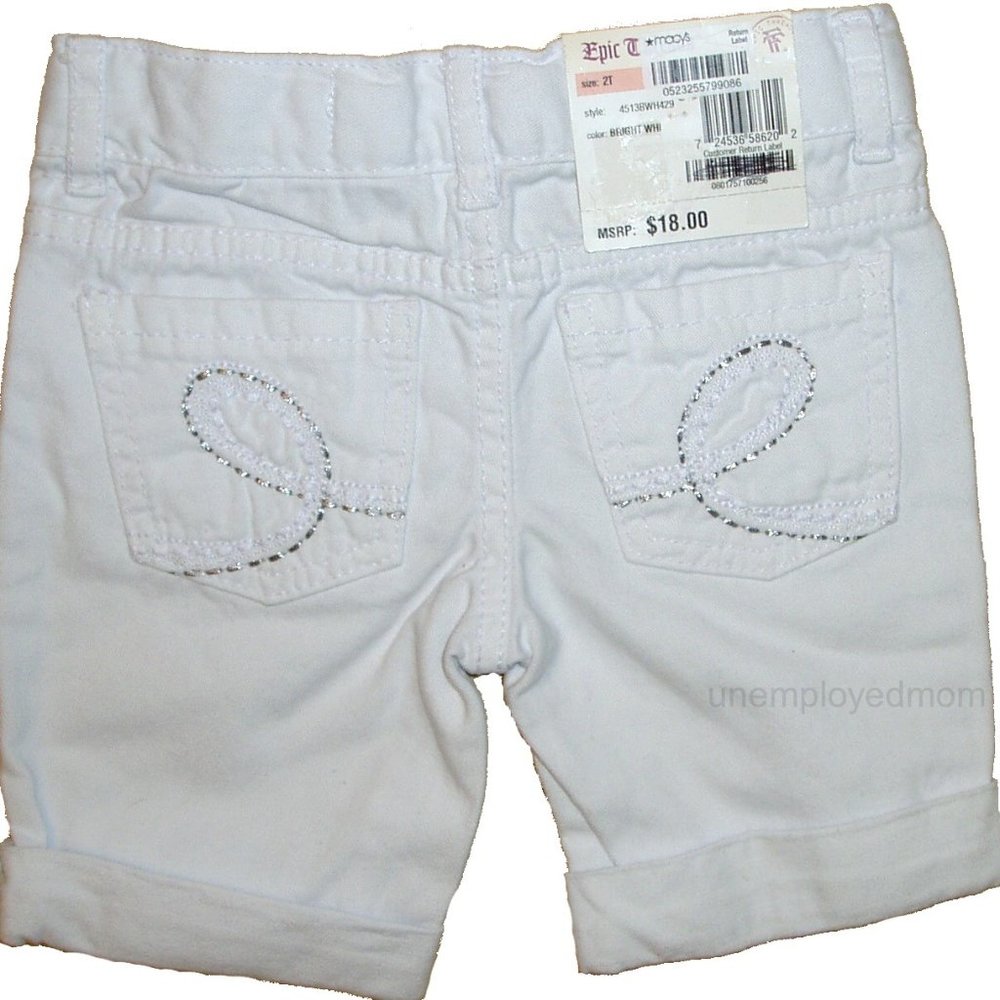 Girls Bermuda Shorts Stretch Summer Short Pants Trousers Epic Threads White 2T